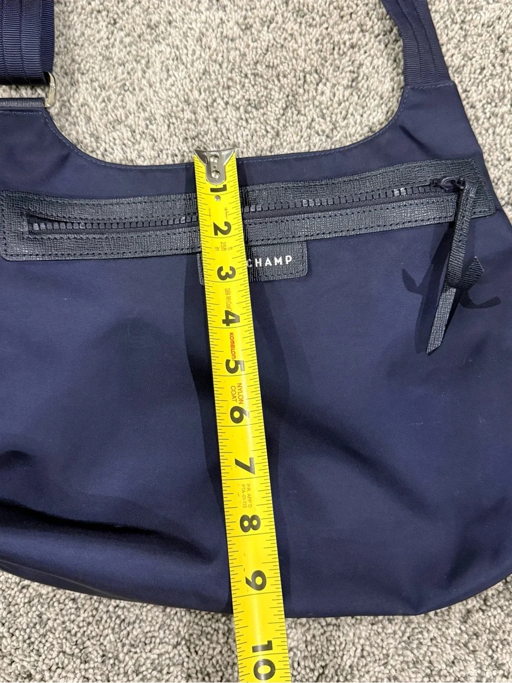 LONGCHAMP Le Pliage NEO Flat Nylon Adjust Crossbody Bag Navy BLUE Zip Close